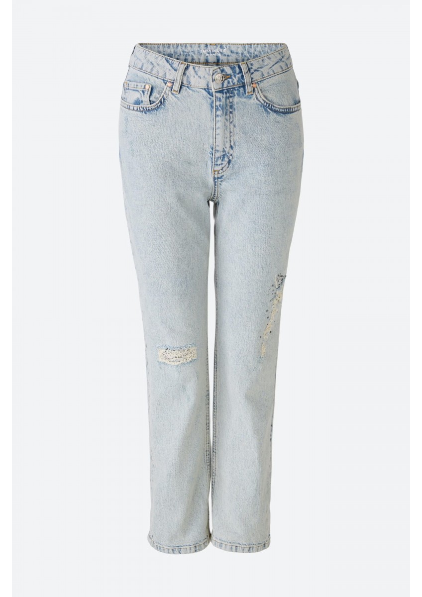 Женские светло-синие джинсы TAPERED FIT со средней посадкой, укороченные