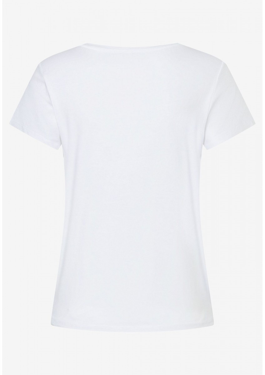 Женская белая футболка с принтом спереди