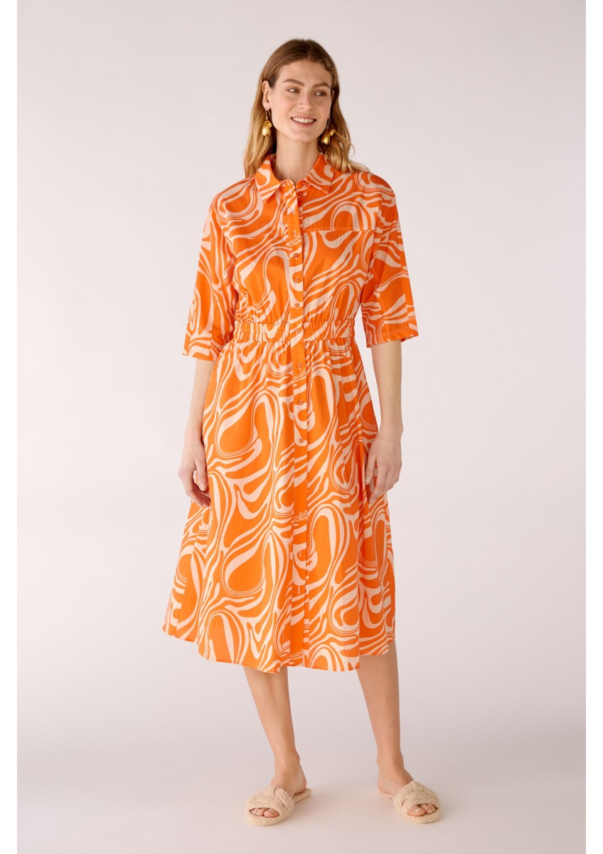 Женское оранжевое платье-рубашка