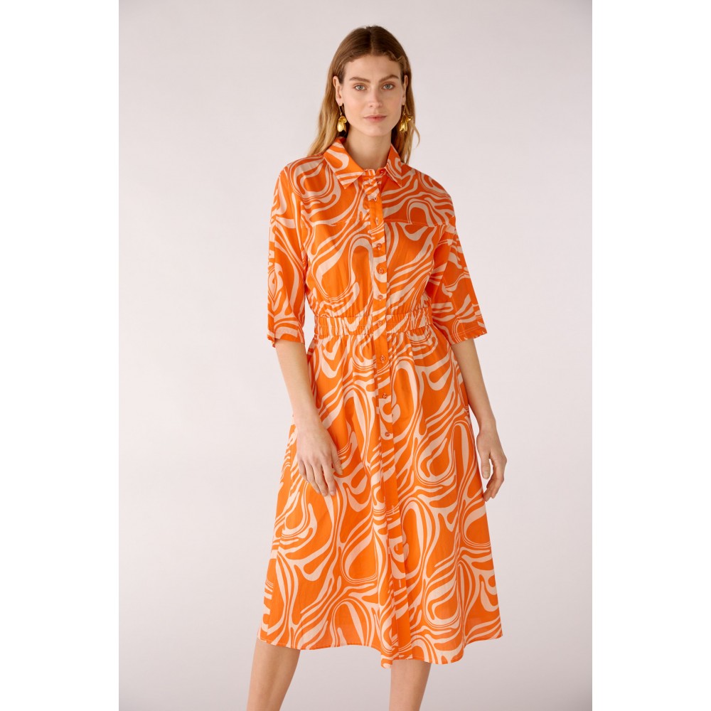 Женское оранжевое платье-рубашка