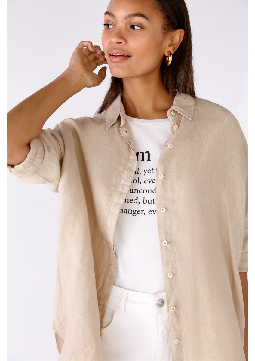 Женская светло-бежевая блуза-рубашка