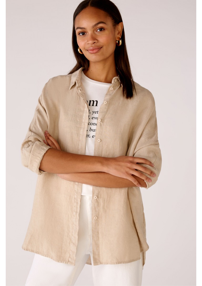 Женская светло-бежевая блуза-рубашка