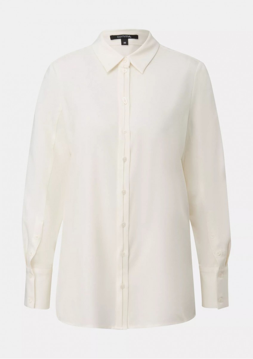 Женская белая блузка с планкой на пуговицах Comma
