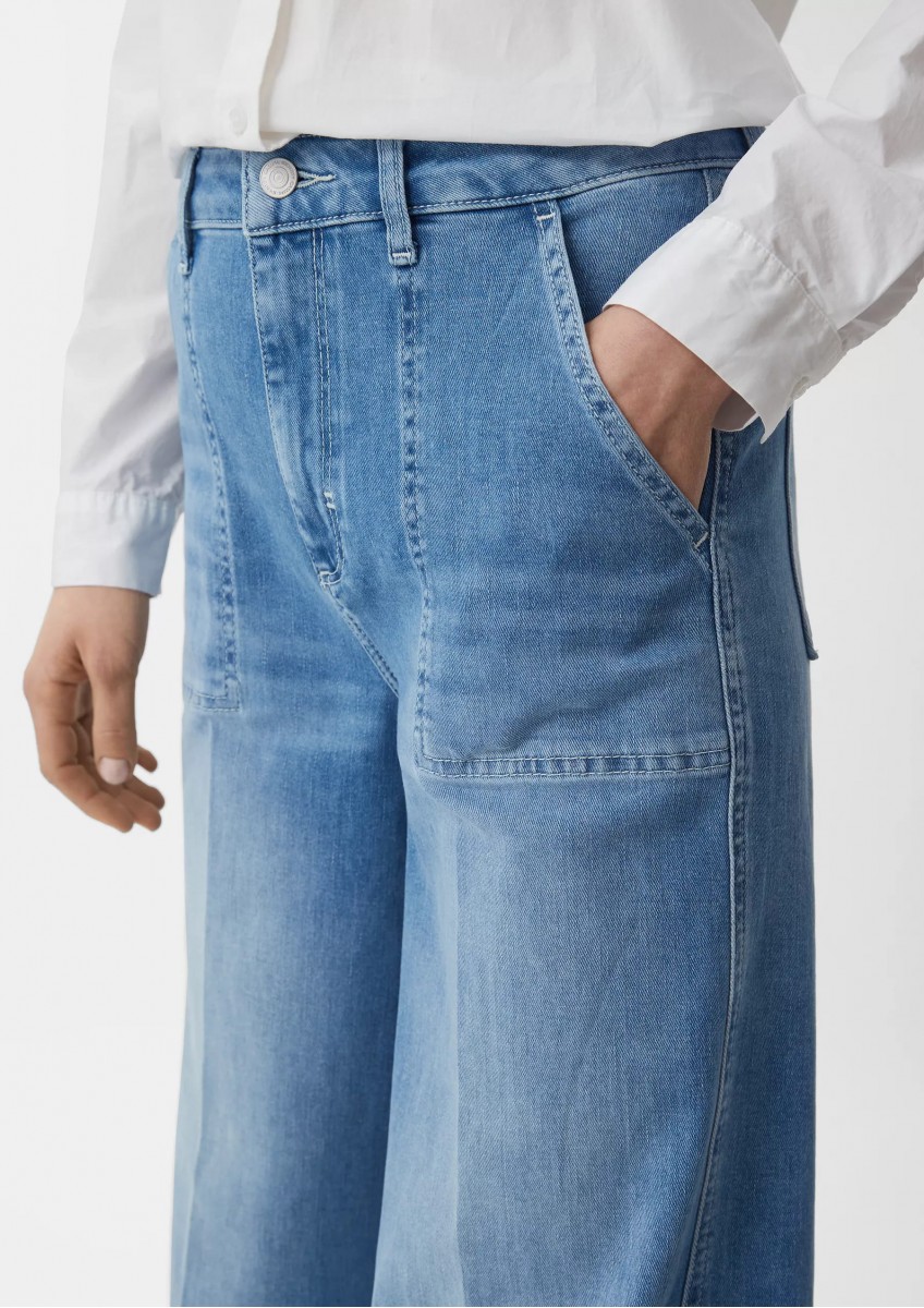 Женские синие широкие джинсы с завышенной талией Comma
