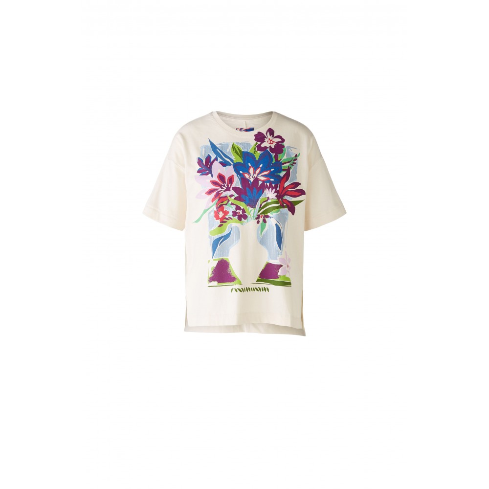 Женская белая футболка с цветочным принтом OUI