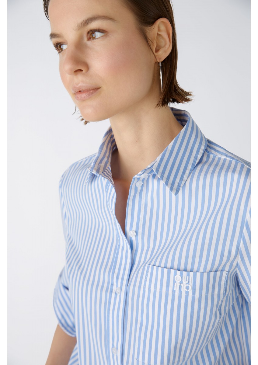 Женская белая блуза в голубую полоску OUI