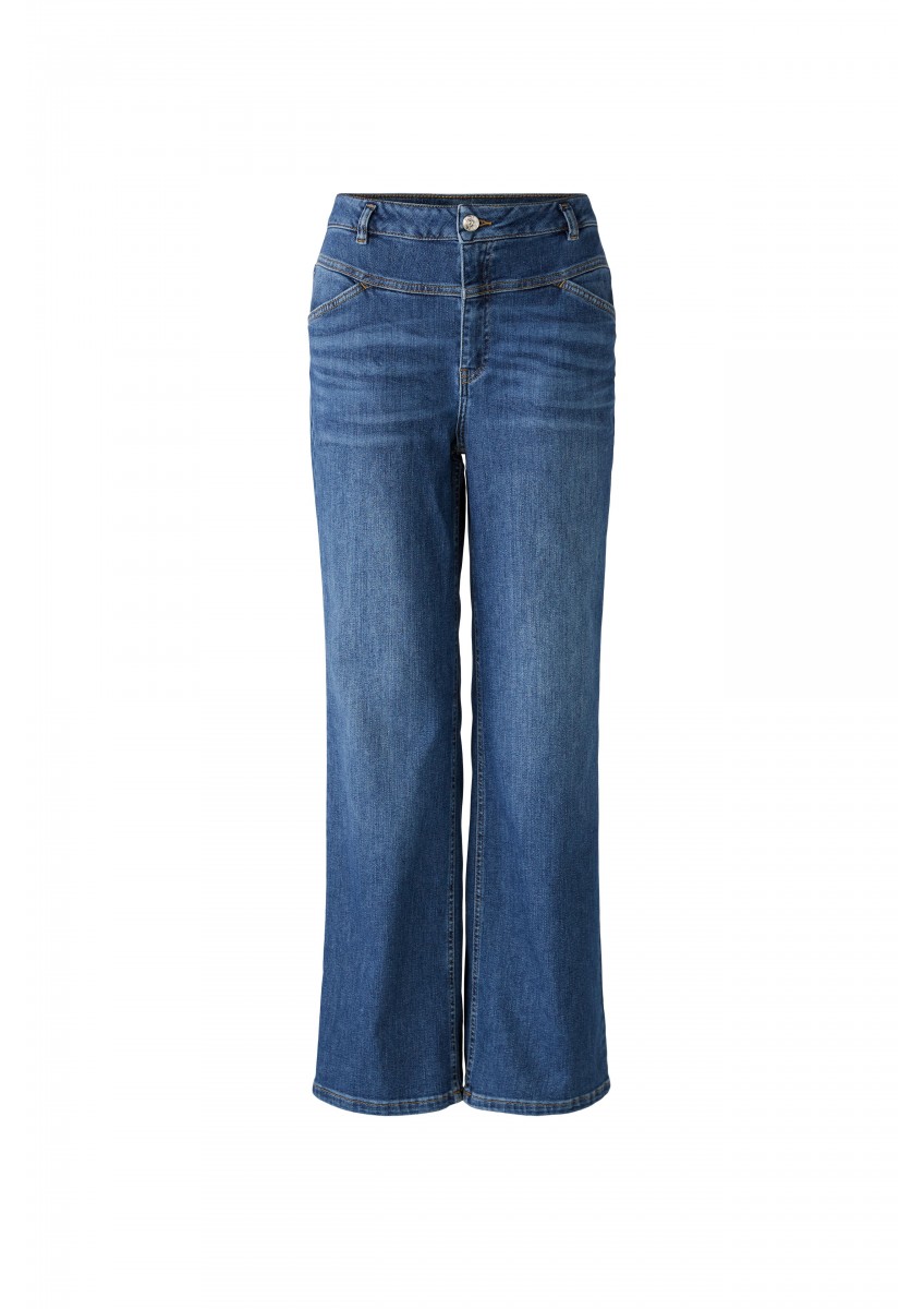 Женские синие джинсы широкие, средней посадки, стандартного размера OUI