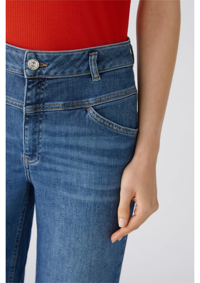 Женские синие джинсы широкие, средней посадки, стандартного размера OUI