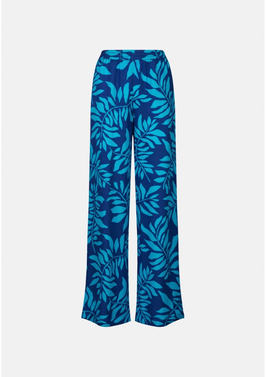 Женские синие атласные брюки с цветочным принтом Seidensticker
