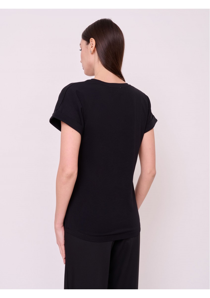 Женская черная футболка с принтом и надписью Franco Vello