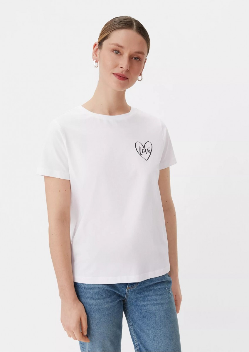 Женская белая футболка с вышивкой Comma
